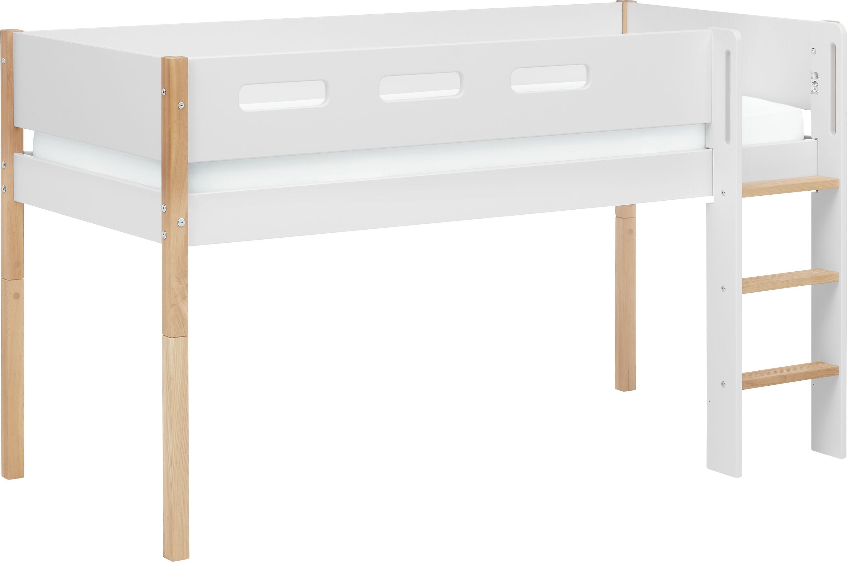 Flexa NOR Halbhochbett - Weiss / B: 109.0 cm x T: 210.0 cm x H: 120.0 cm