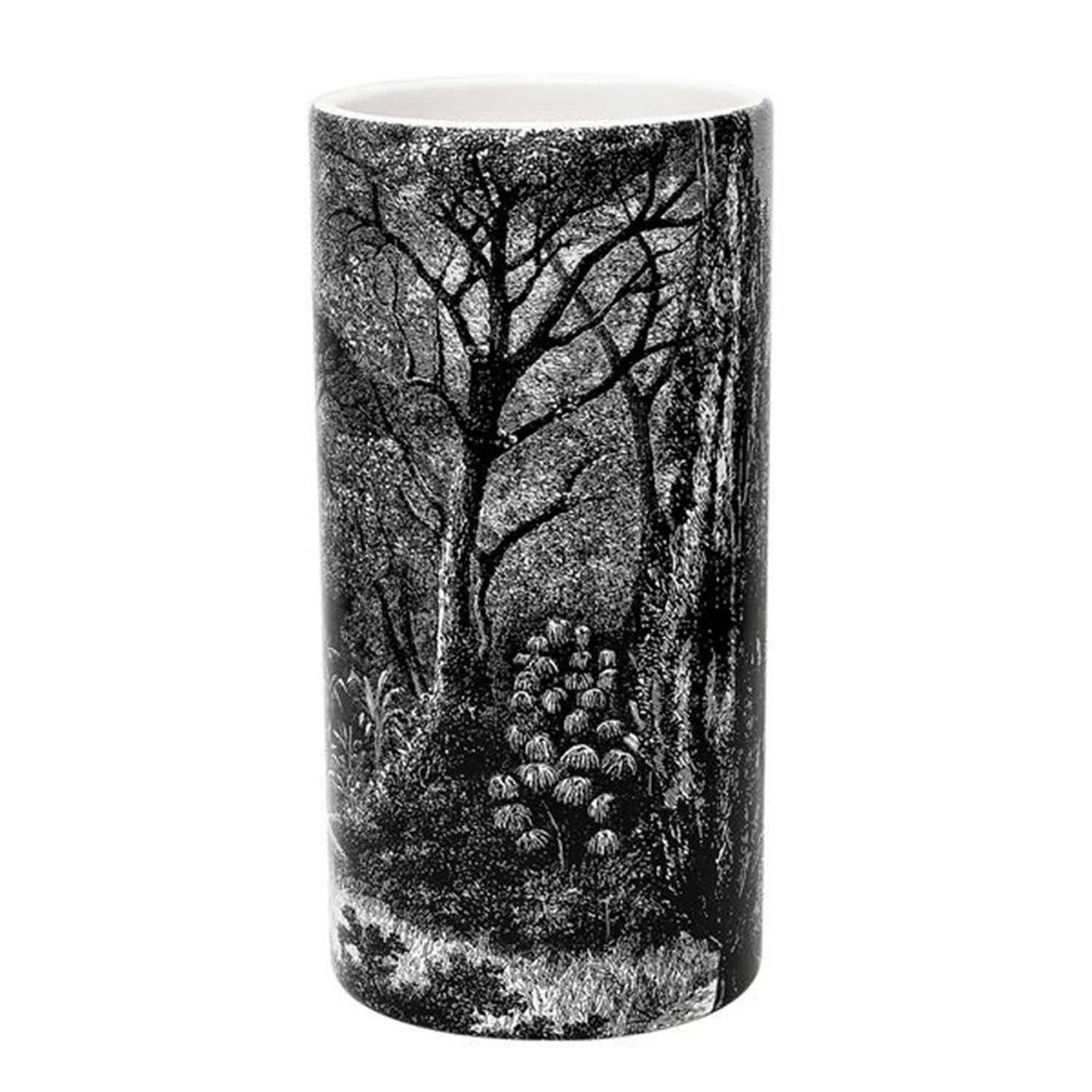 Home Deco Factory Vase en Céramique cylindre Black Forest noir - 12.8x25x12.8 cm