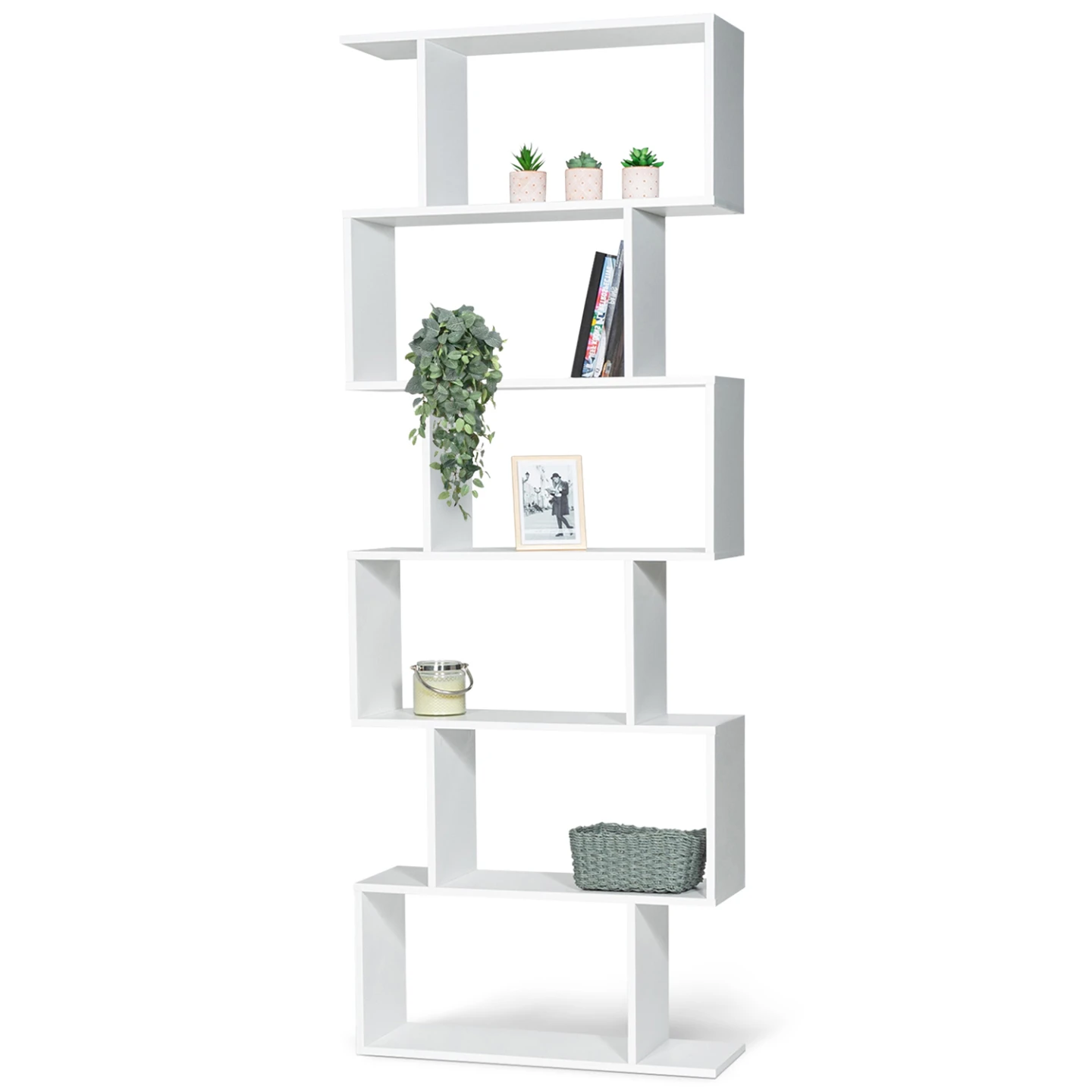 Etagère bibliothèque SOFIA forme S bois blanc 189 cm