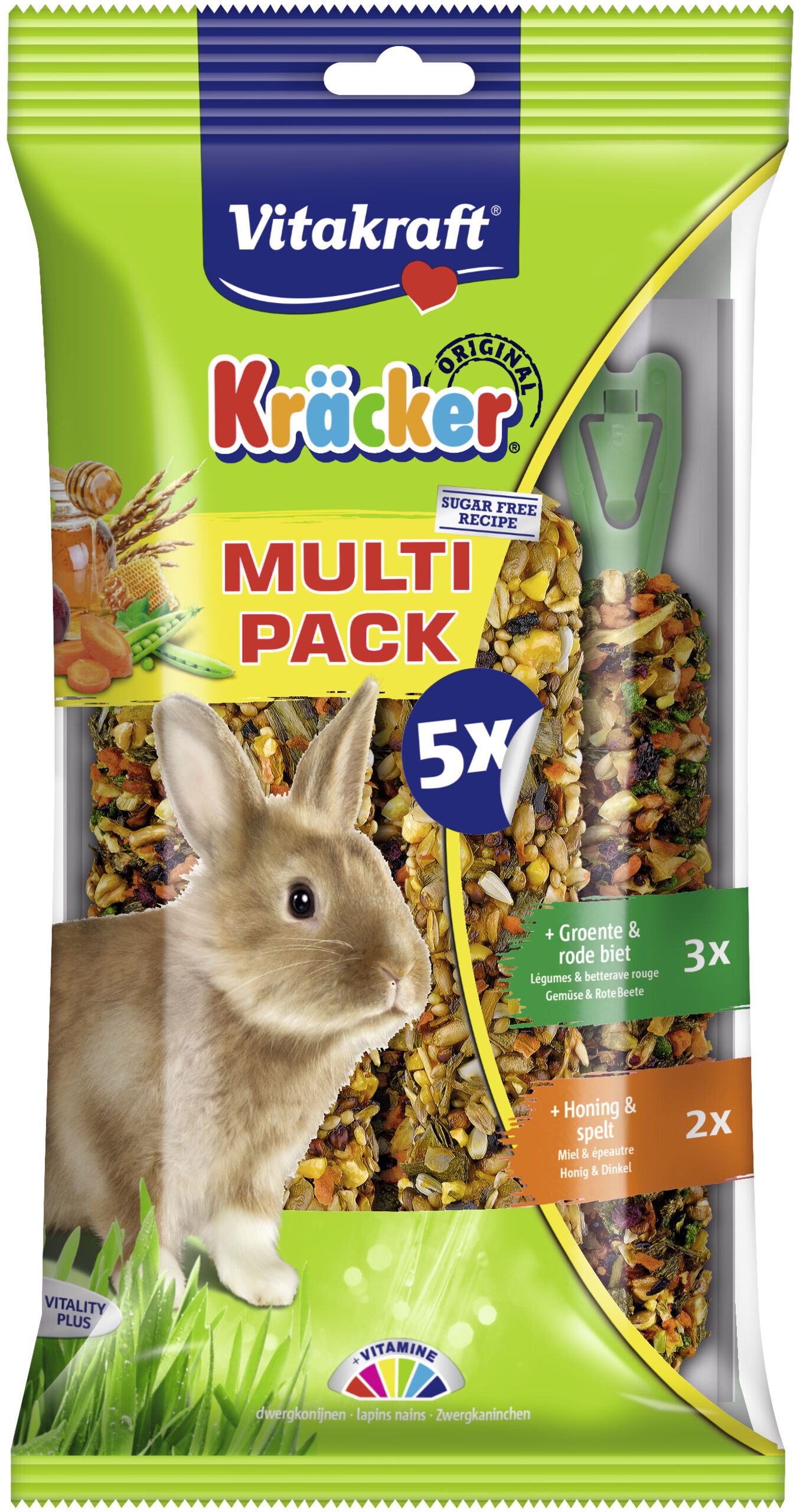 Vitakraft Kräcker Voordeelpak - Konijnensnack - 5 Stuks - groente, fruit