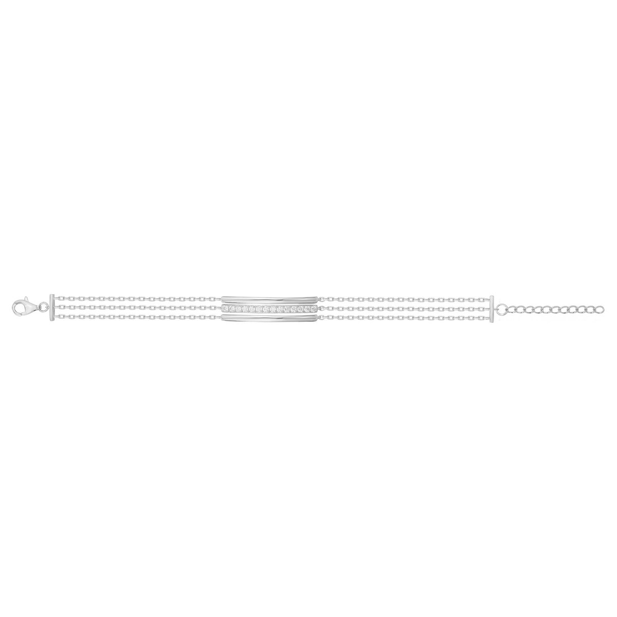 Bracelet souple mono-motif en Argent avec oxyde de zirconium blanc