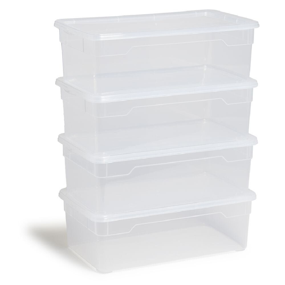 Lot de 4 box 11L plastique transparent