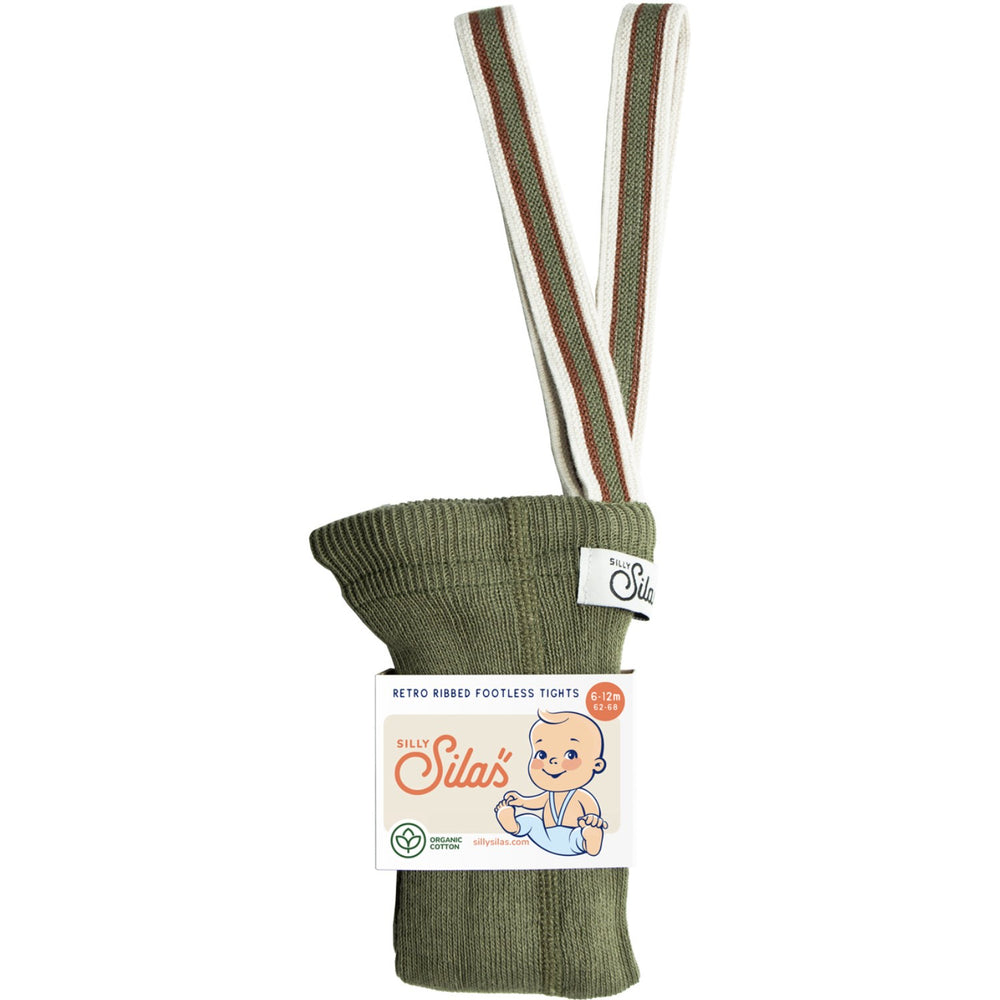 Køb Silly Silas Olive Striped Footless Tights