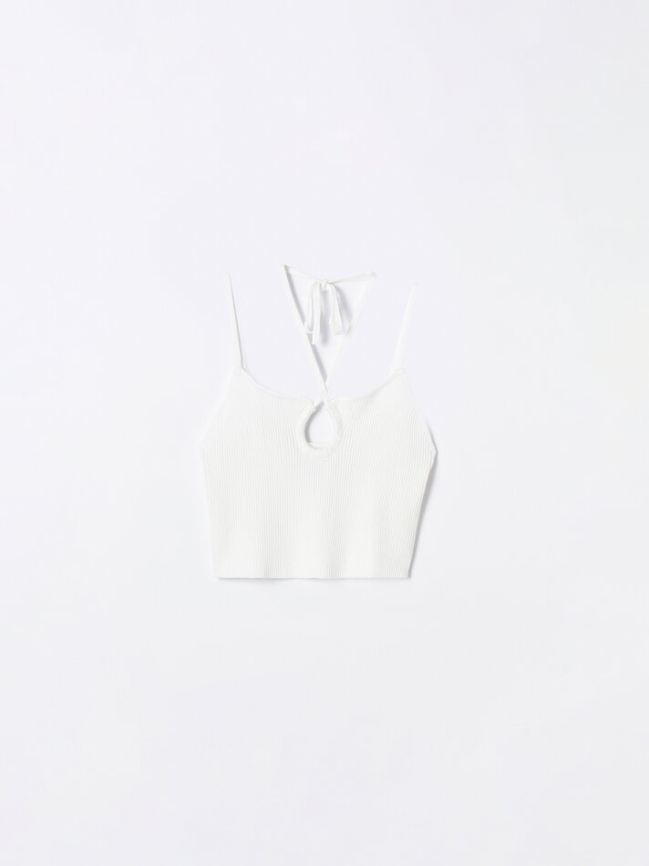 Top cropped canelado - Branco