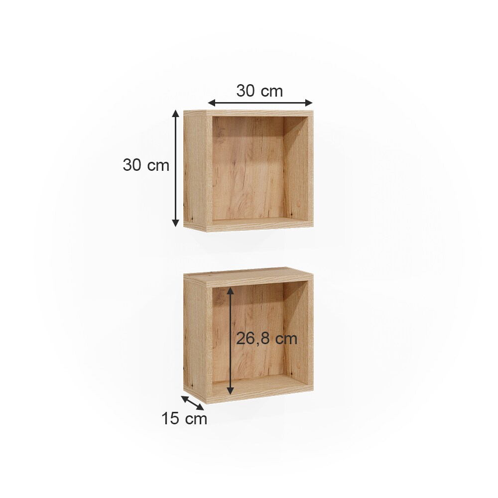 Vicco Wandregal Rudi 2er Set hängend, 30 x 30 cm, Eiche Evoke Mintgrün, Ablage
