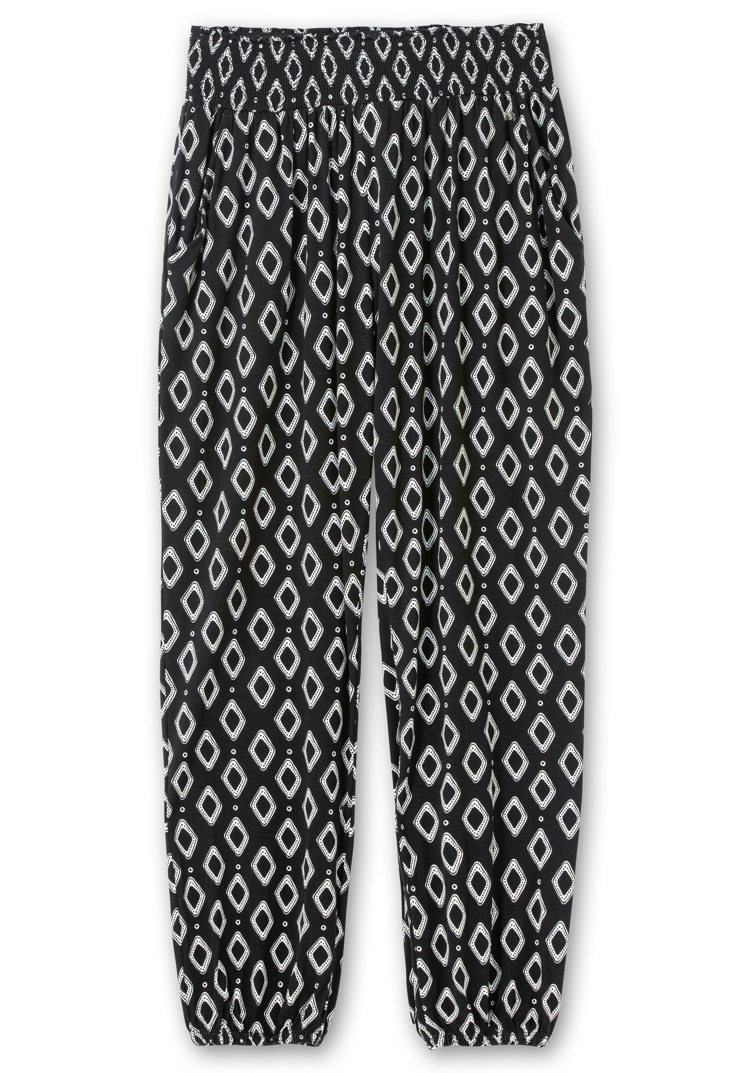 Bedruckte Jerseyhose mit breitem Smokbund