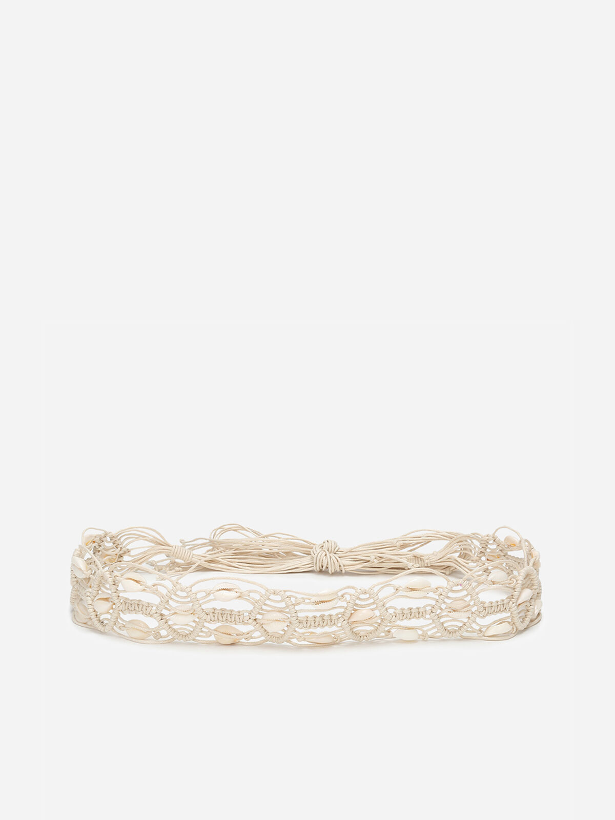 Ceinture en macramé à coquillages- Beige