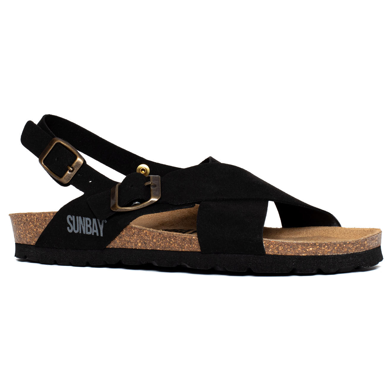 Sunbay Sandales en Velours de Cuir Augusta noires