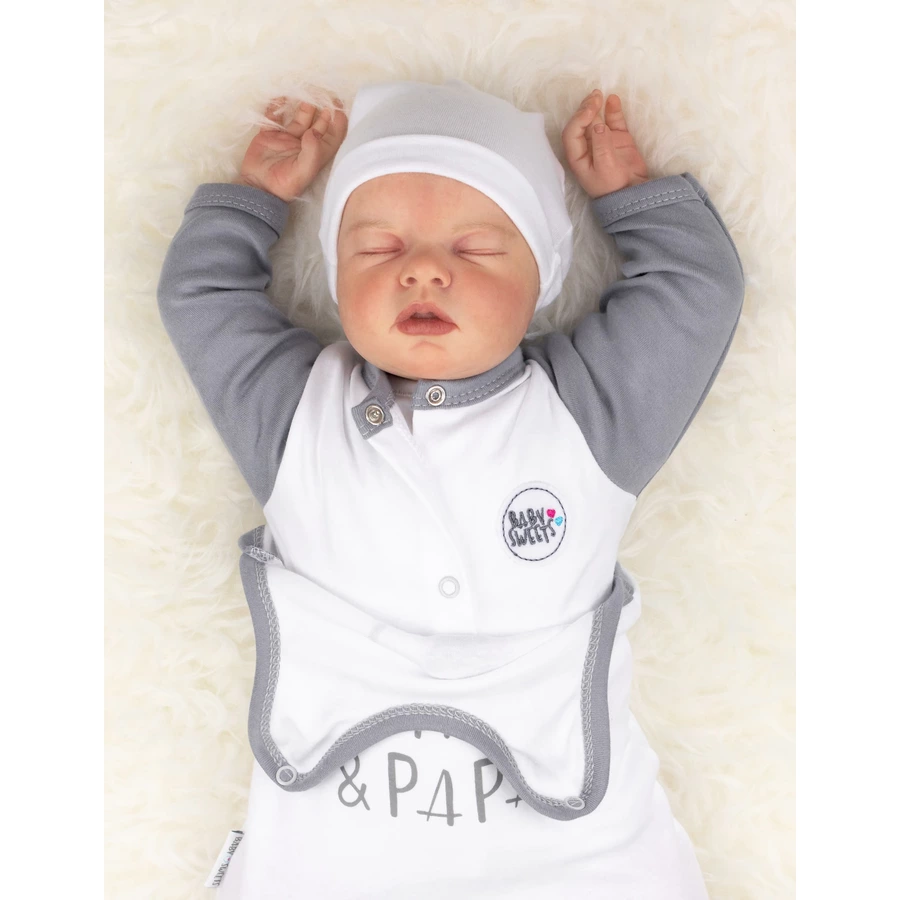 Baby Sweets 2tlg Set Strampler + Shirt I love Mama & Papa weiß grau