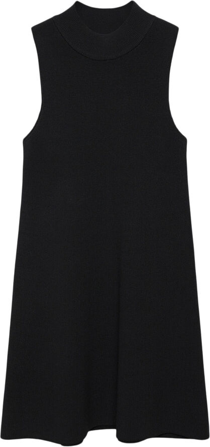 MANGO Knitted Perkins neck dress Black