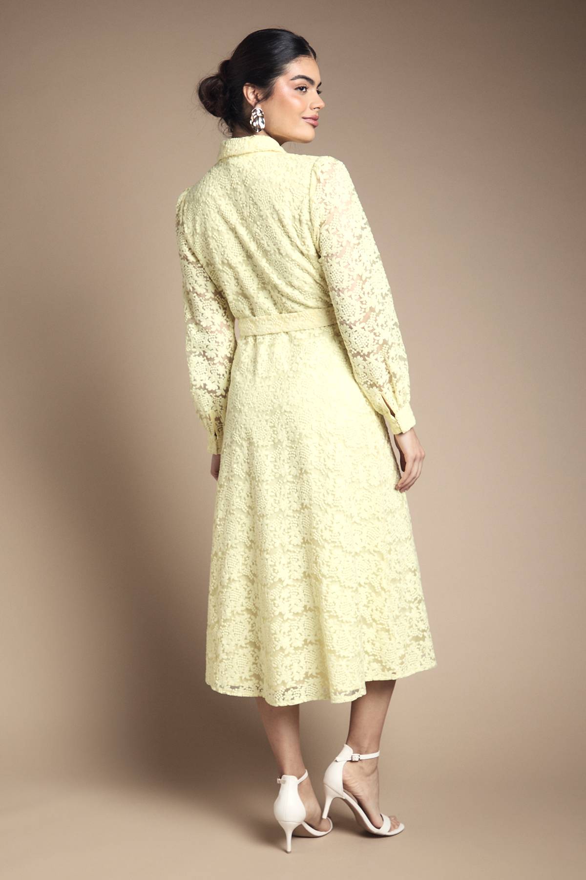 Wallis Robe Midi Chemisier En Organza À Broderies Florales
