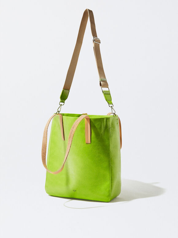 Sacola de compras personalizável em couro envernizado - Verde