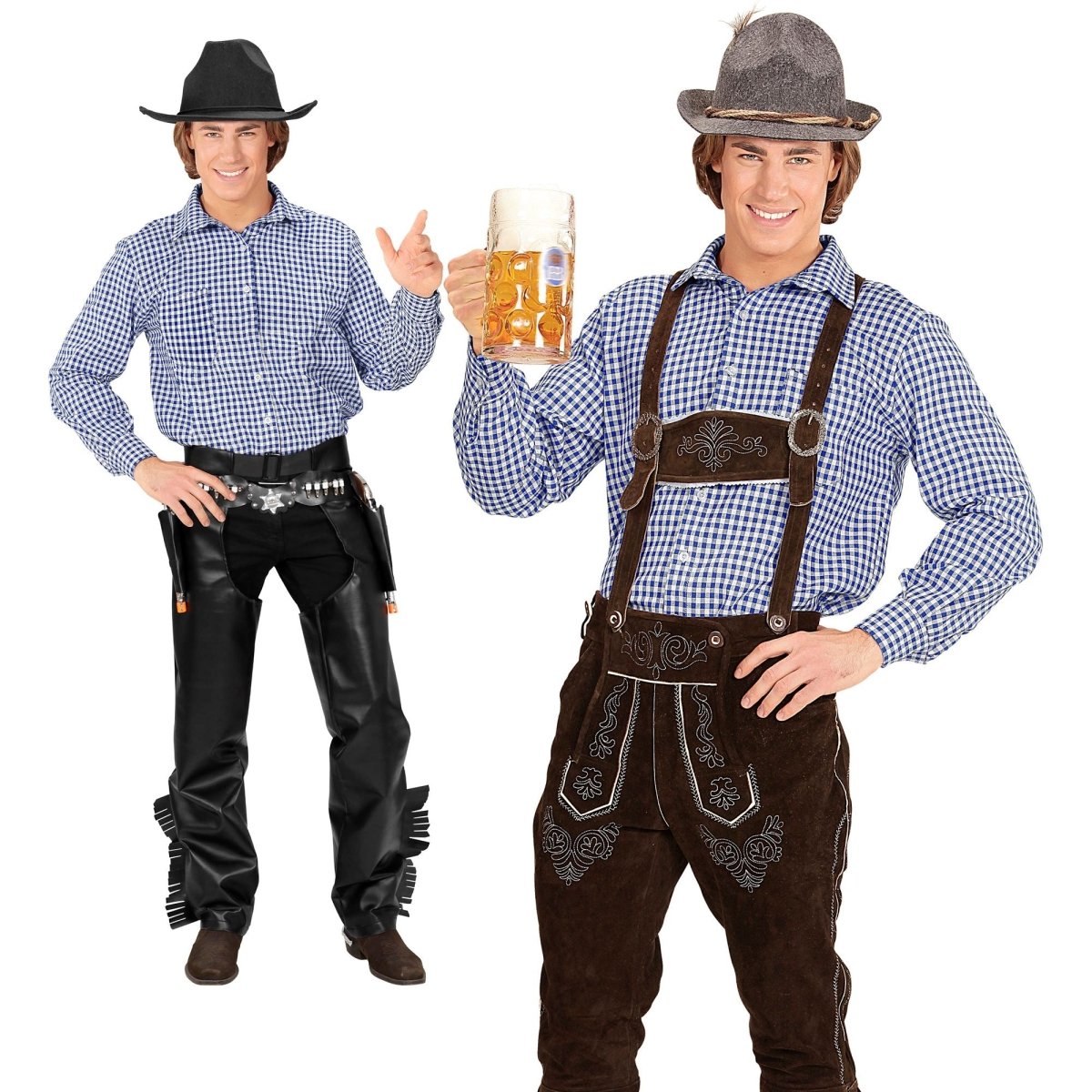 Oktoberfest Shirt Blauw Wit Heren