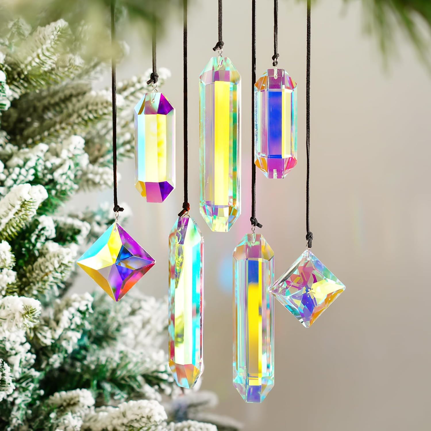 (7er Set) Kristall Fenster Deko Regenbogen Windspiel Sonnenfänger Anhänger Outdoor Accessoire