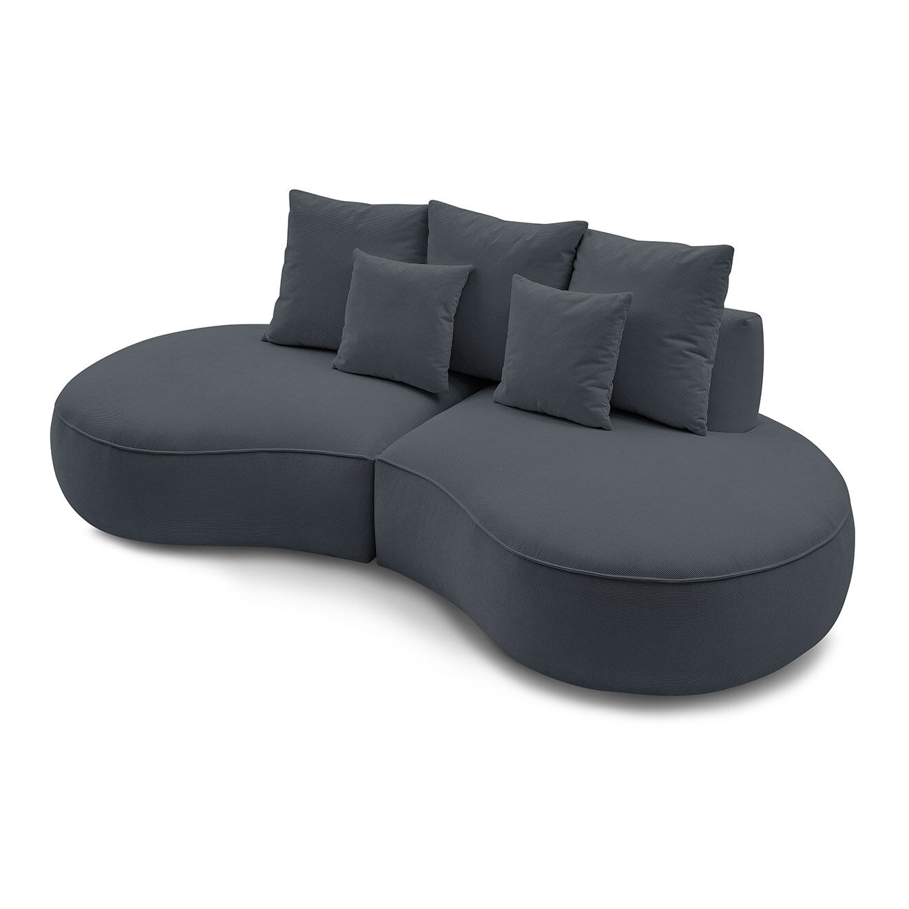 Bobochic Canapé droit fixe 3 places saint-germain tissu texturé gris foncé - 260x145x92 cm
