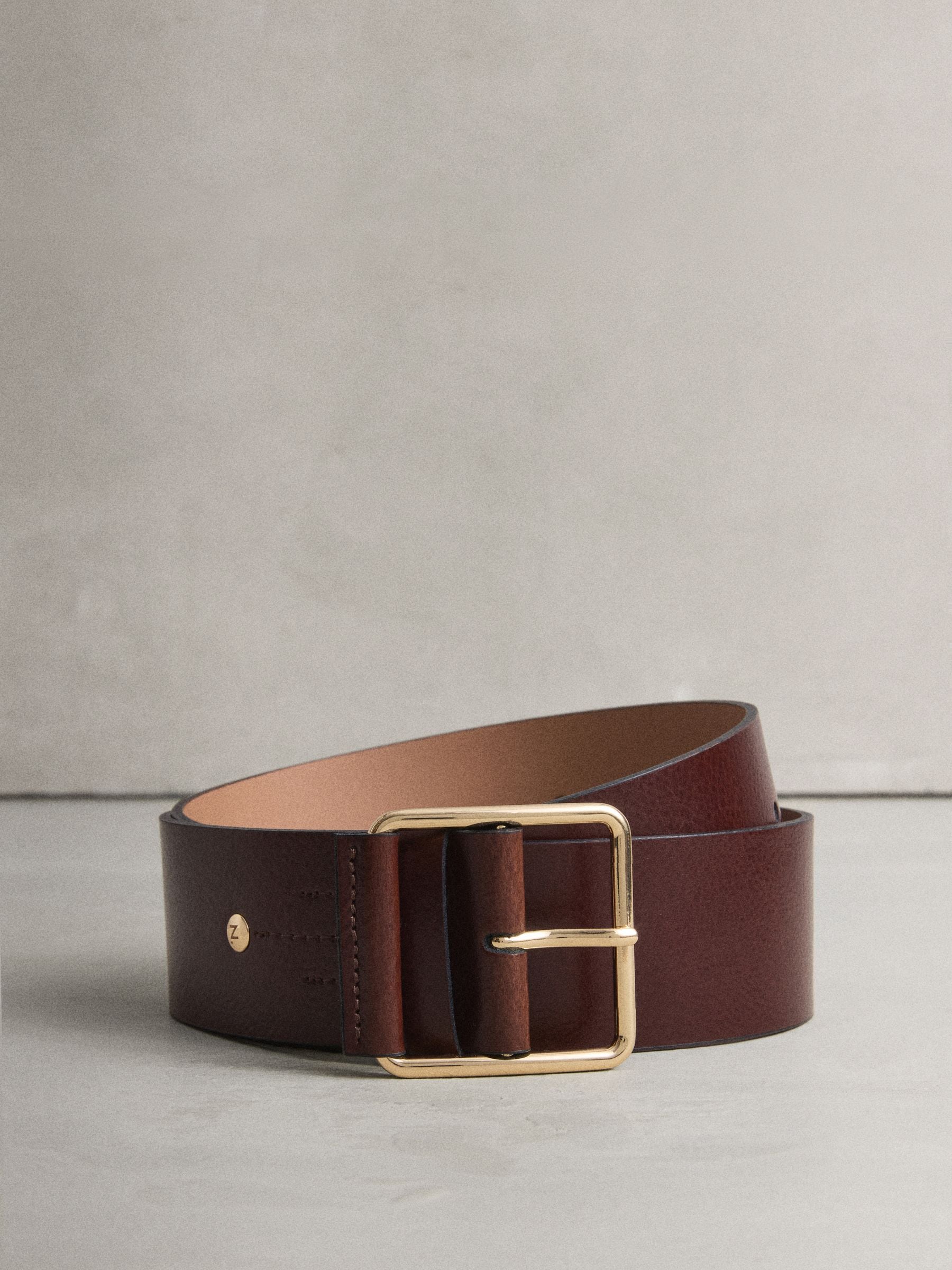Bessenrood - N. Premium brede leren riem, Made in Italy