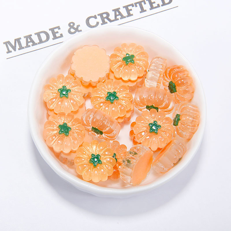 (10er Set) 15mm Kürbis Bastel Steine DIY Bastel Pumpkin Perlen Halloween Party Tisch Deko - Orange
