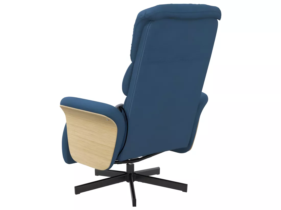 Fauteuil inclinable de massage avec repose-pieds bleu tissu
