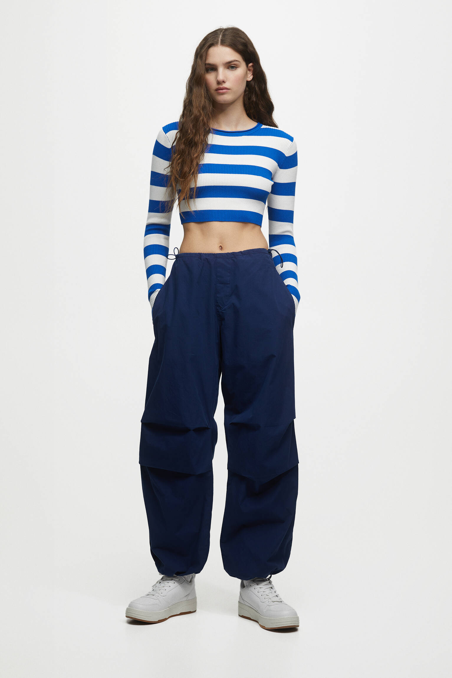 Calça Parachute de Corte Solto - Azul