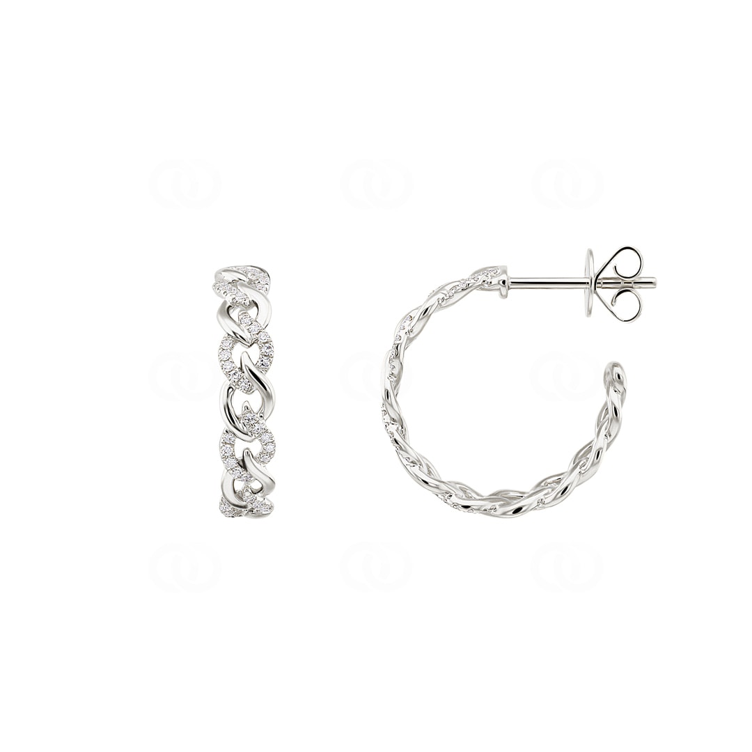 Kreolen 750/18 K Weissgold mit Diamanten 0.18 ct H/si