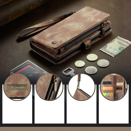 iPhone 16e 2in1 Leder Tasche   Magnet Hardcase Karten Etui - Braun