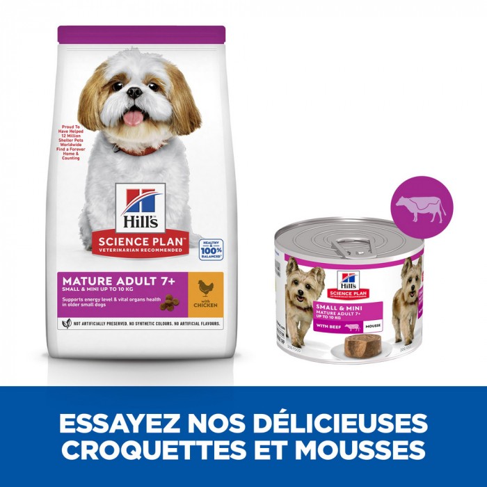 HILL'S Science Plan Small & Mini Mature Adult 7+ en mousse au bœuf - Pâtée pour chien