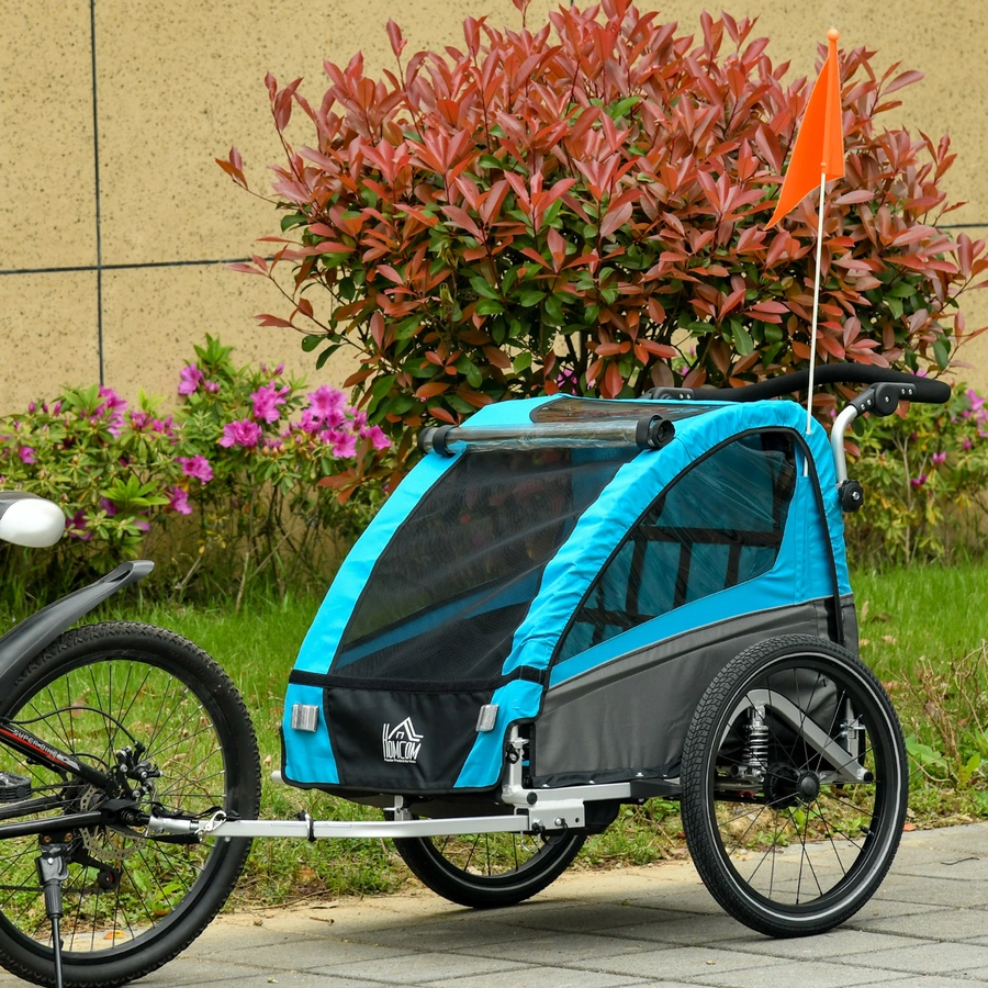 HOMCOM 3in1 Kinderwagen auch als Jogger und Fahrradanhänger blau