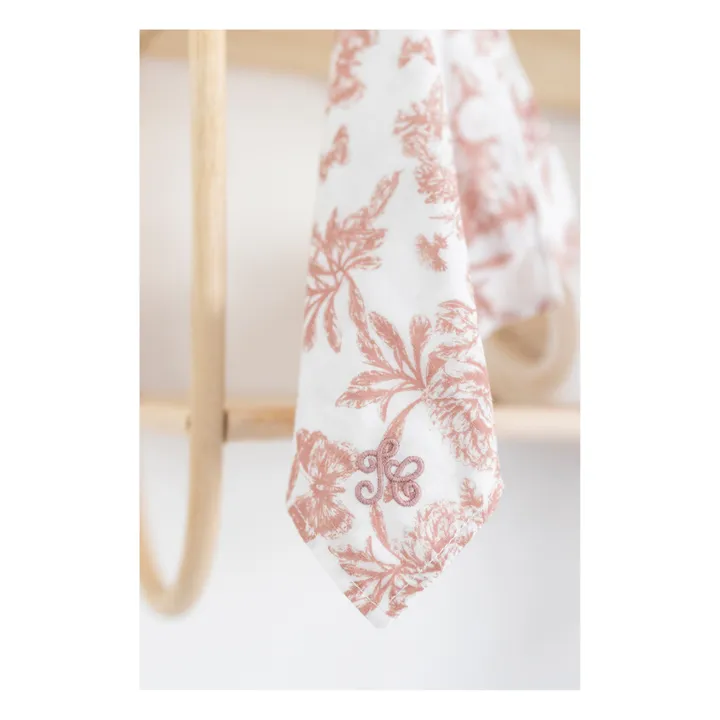 Tartine et Chocolat Doudou lange Augustin le lapin Toile de Jouy | Rose pêche