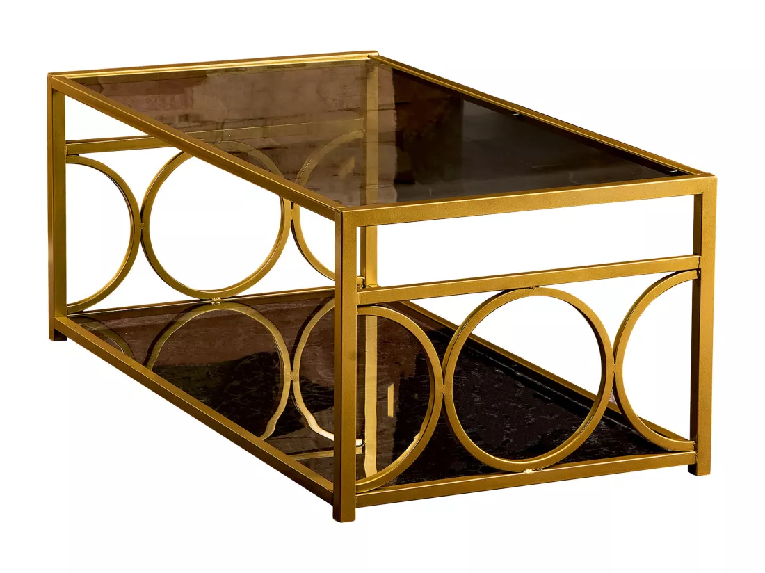 Table basse Fredericas métallique et verre tempéré (Doré)