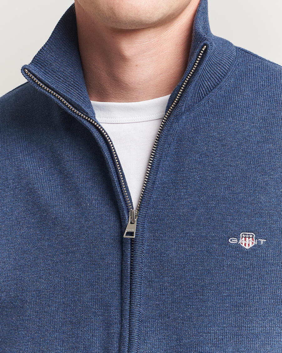 GANT Casual Cotton Full Zip Dark Jeans Blue Melange