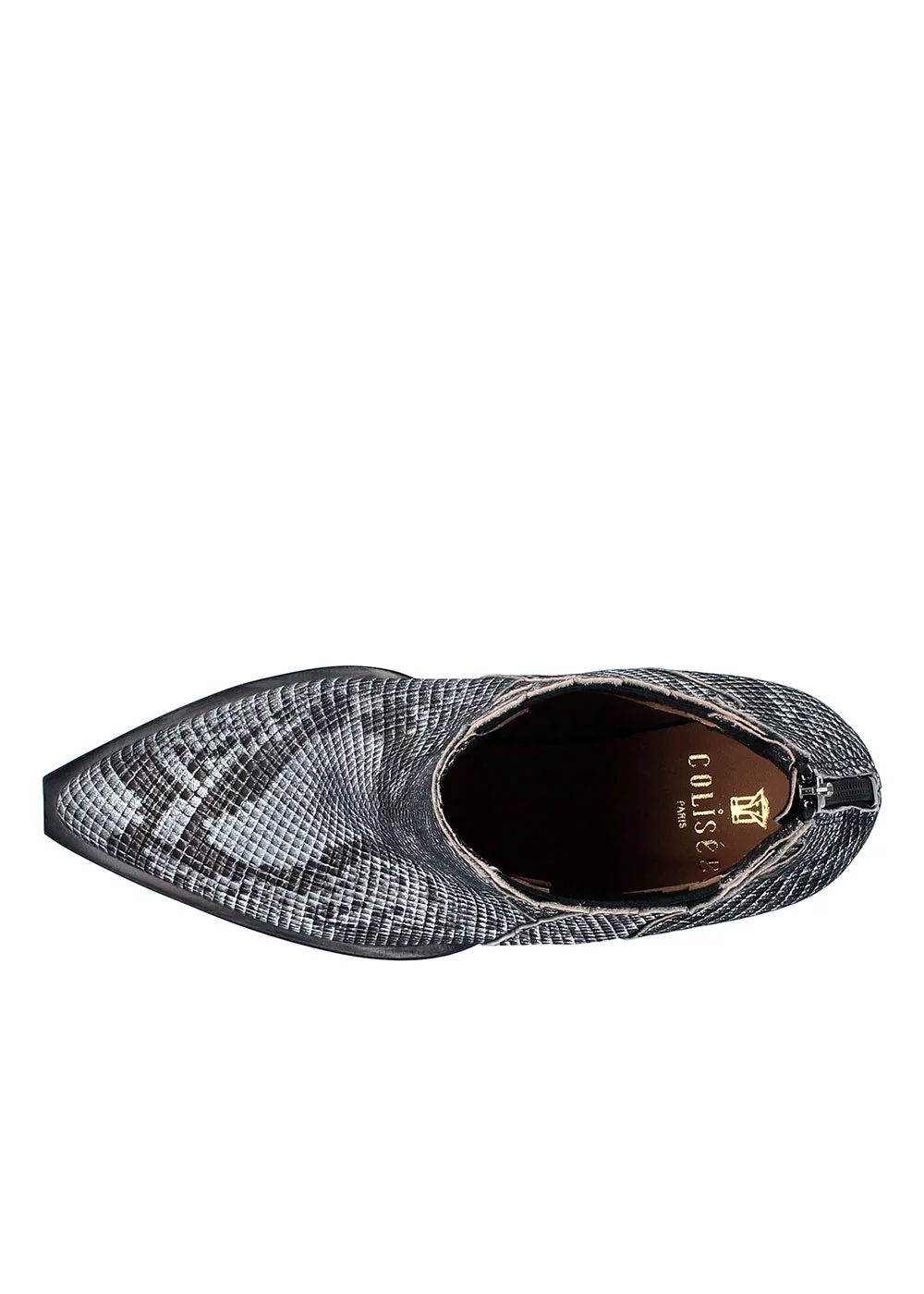PHILOMENE CUIR IMPRIME PYTHON METALLISE GRIS
