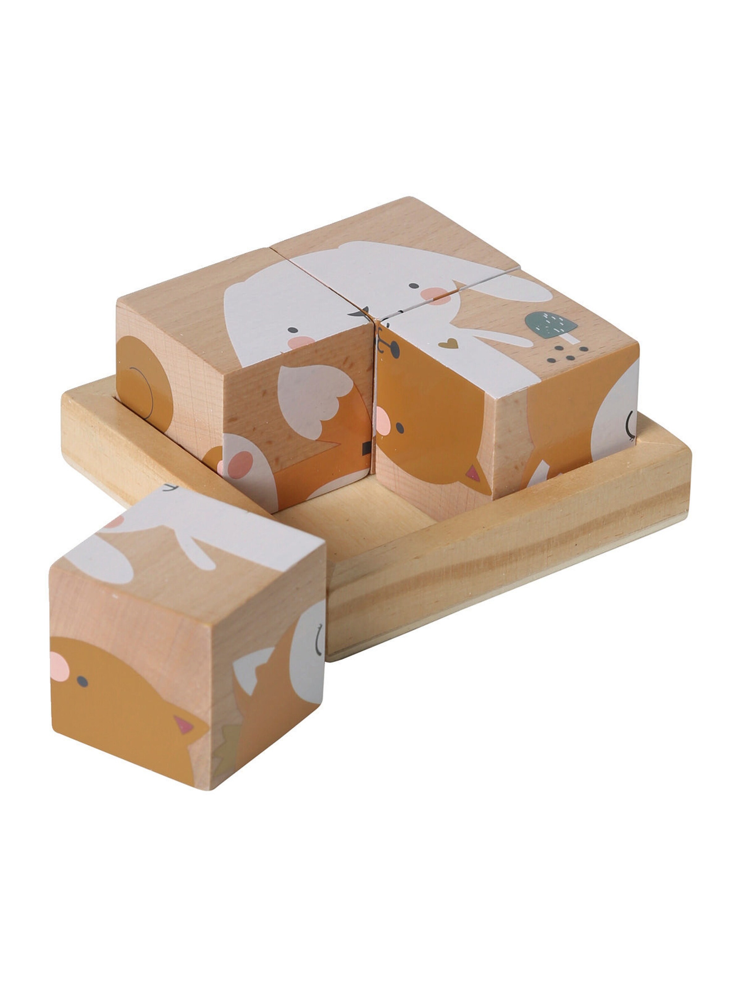 Vertbaudet Baby Würfelpuzzle MÄRCHENWALD, Holz FSC® mehrfarbig