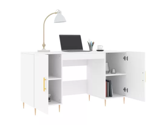 Bureau blanc 140x50x75 cm bois d'ingénierie