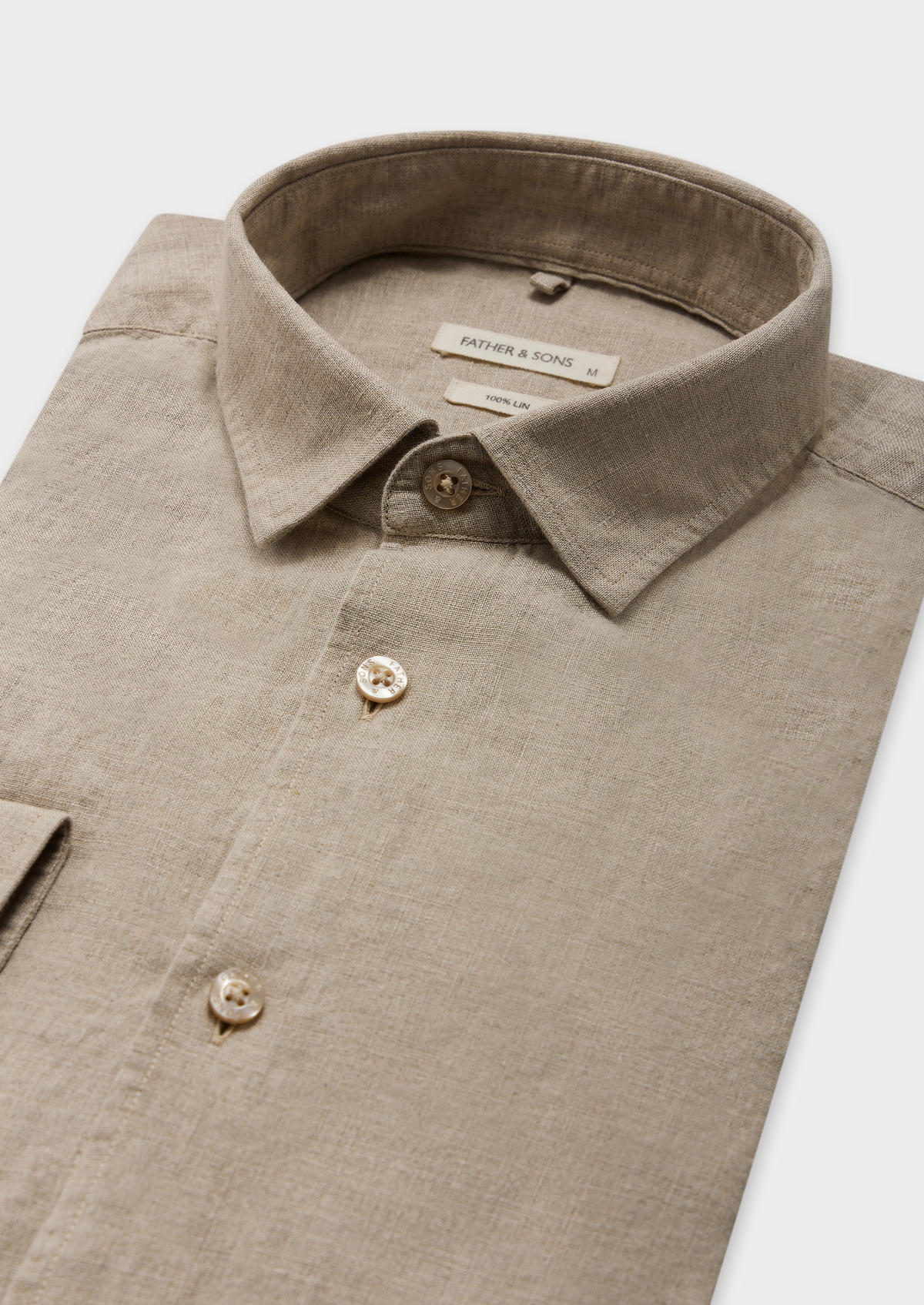 Chemise sport Slim en lin uni beige
