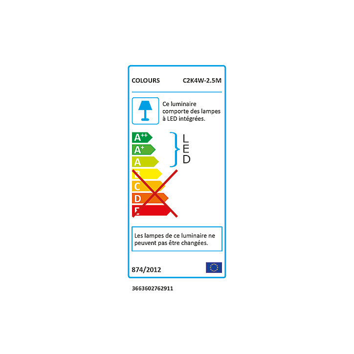 Rallonge ruban lumineux LED Colours Hailey 2,5m IP65 blanc neutre