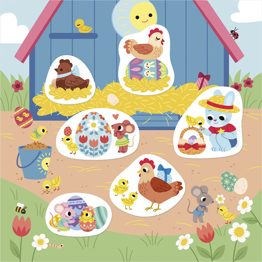 Stickers épais avec décors Vive Pâques