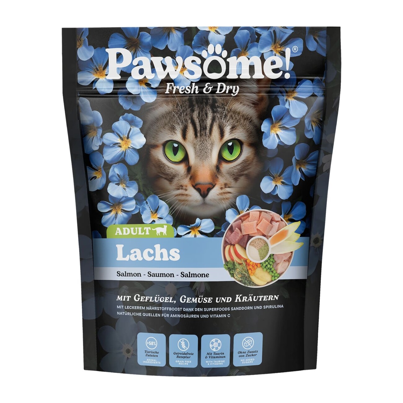Pawsome PAW Fresh & Dry Trockenfutter, Katze, Adult, Lachs 750 g