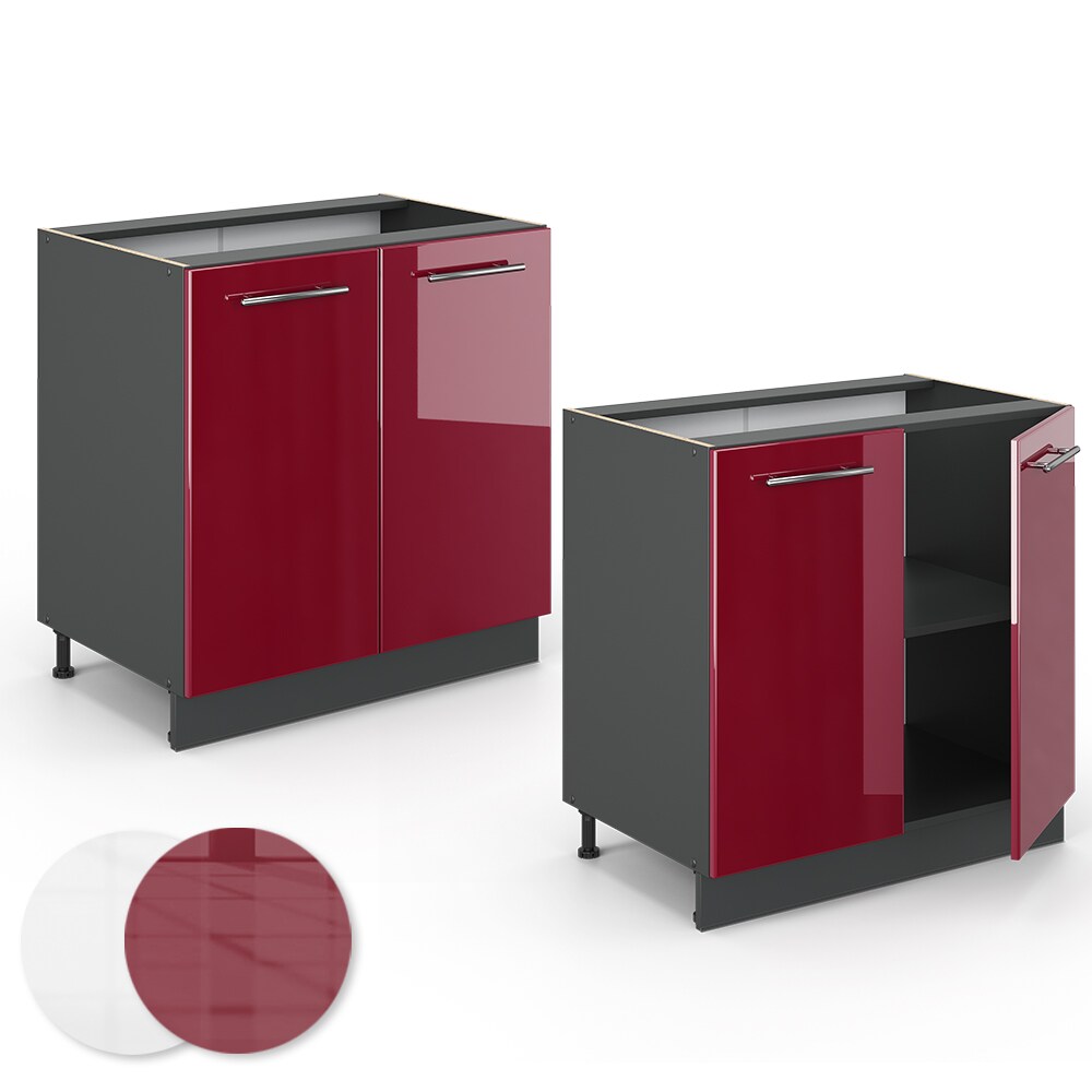 VICCO Spülenunterschrank 80 cm Bordeaux Hochglanz Küchenschrank Hängeschrank Küchenzeile Fame-Line