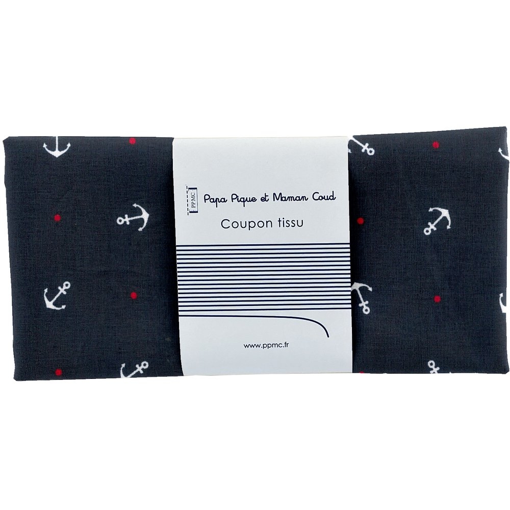 Coupon Tissu 50 Cm Ancre Marine Ex1068