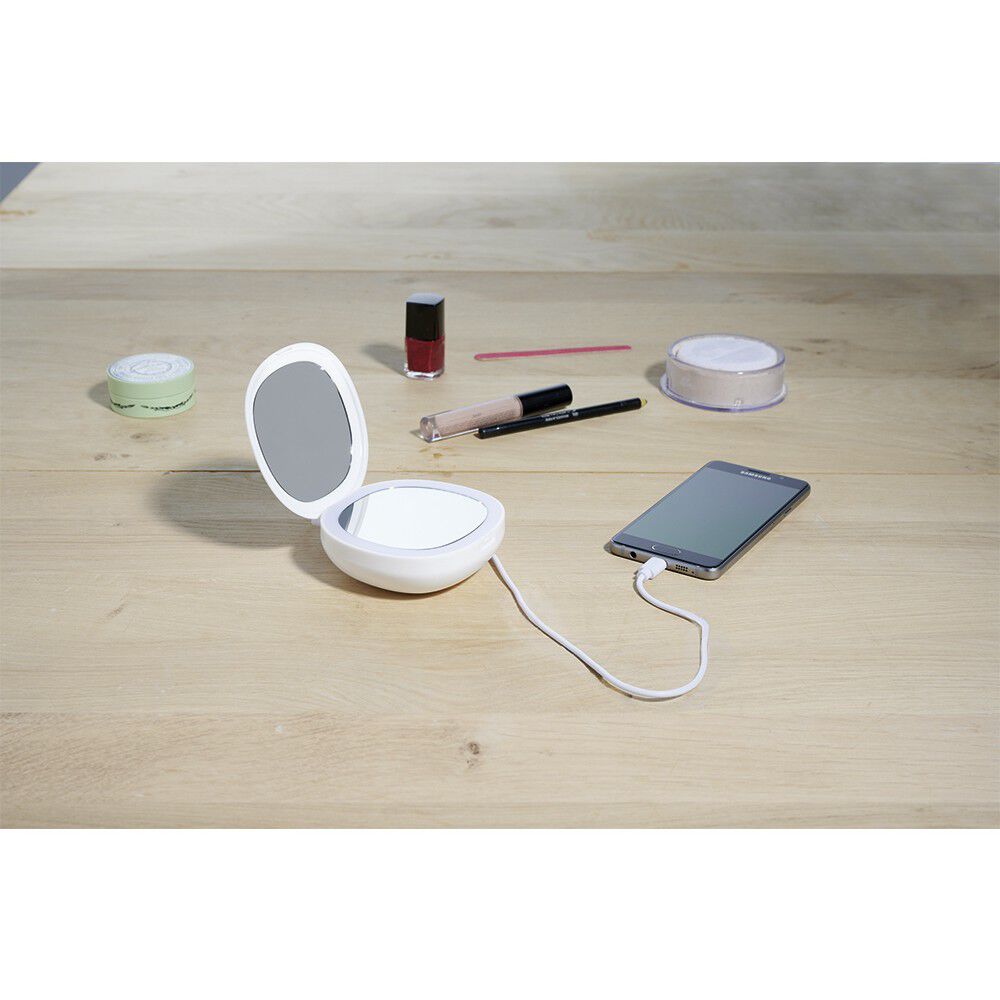 Miroir powerbank rond à led