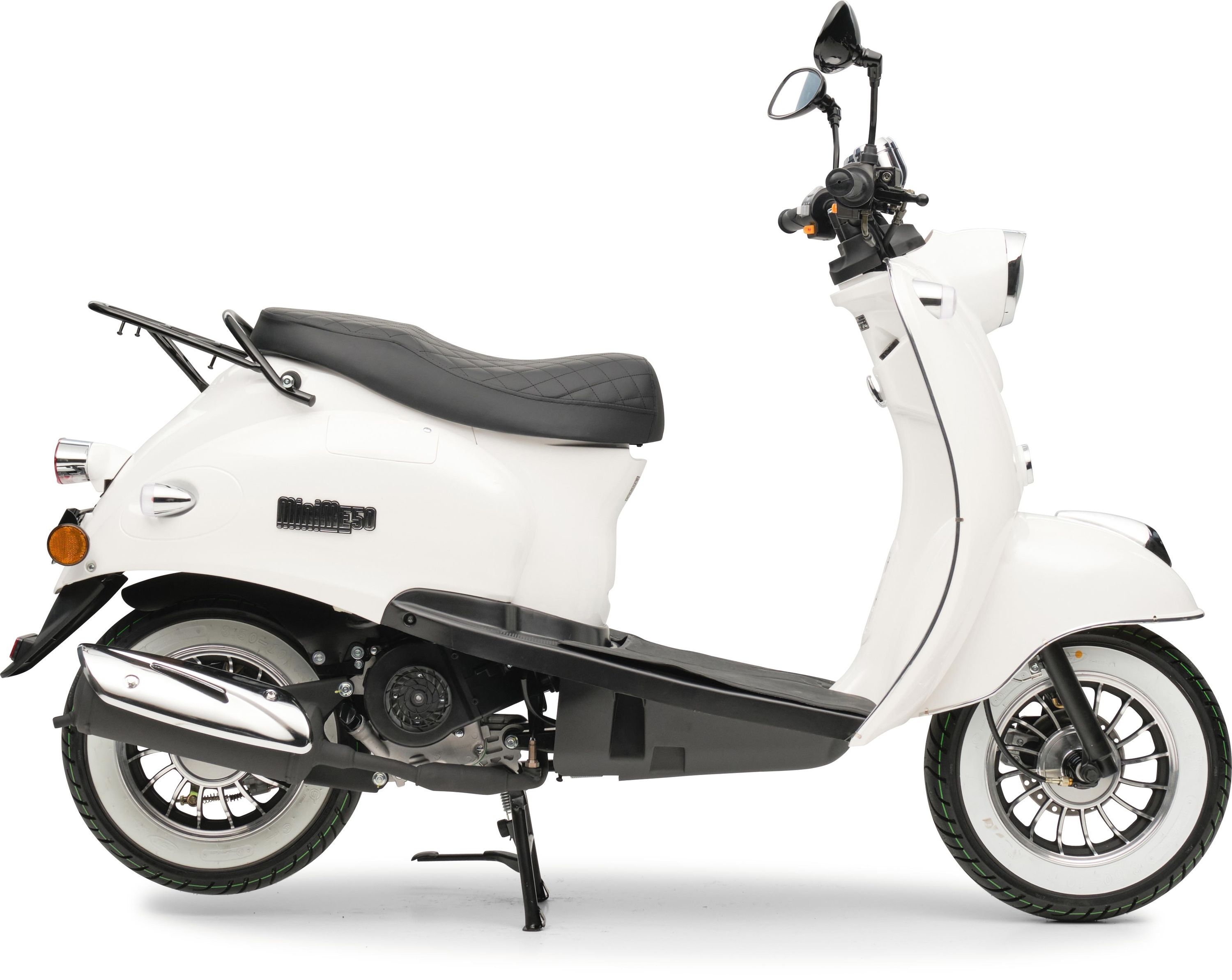 Motorroller Retro MiniMe 2.0 Weiß 50ccm 25 kmh Mofa Scooter