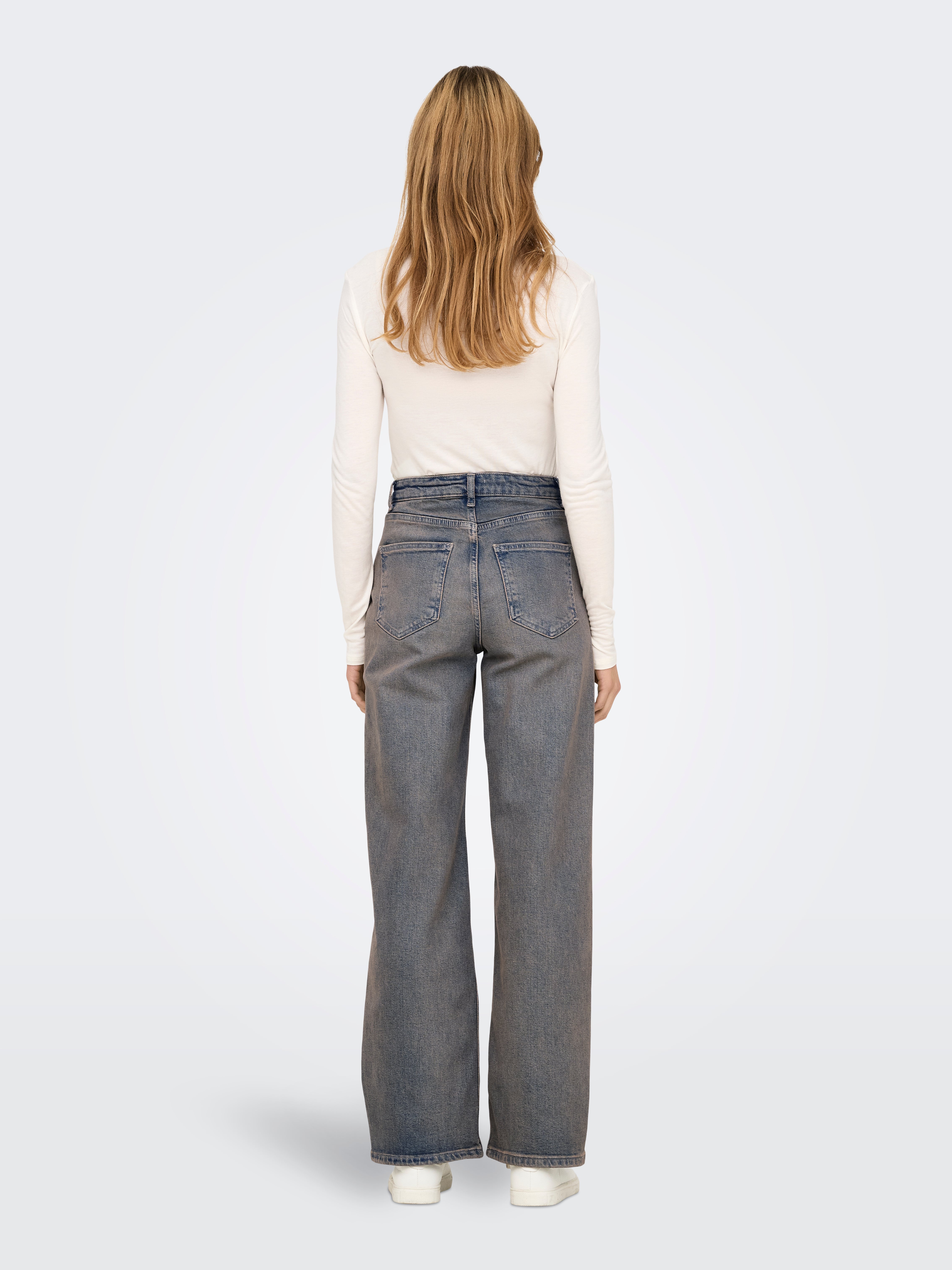 ONLJUICY Hohe Taille Weiter Beinschnitt Jeans Dark Blue Denim
