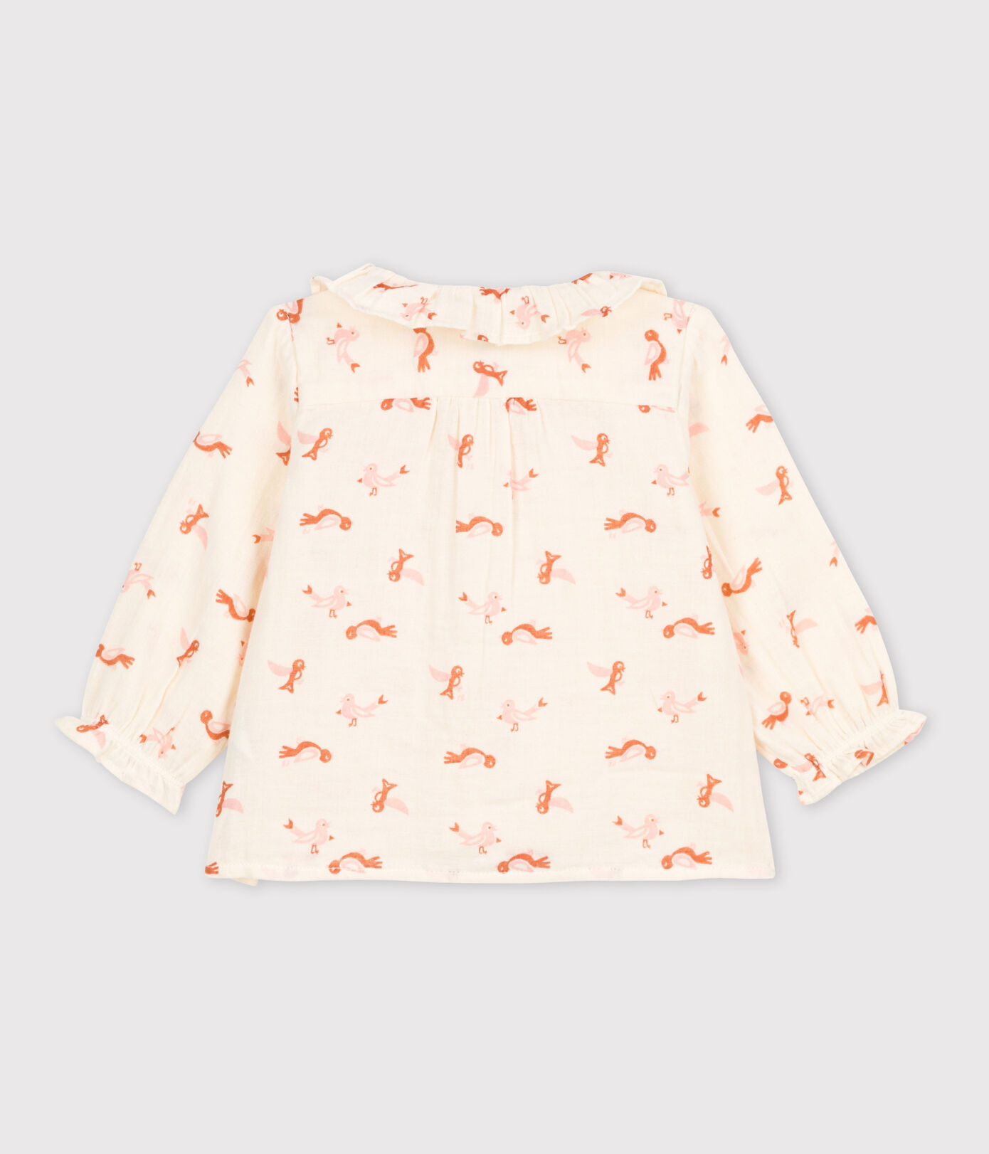 Blouse bébé imprimée oiseaux en gaze de coton