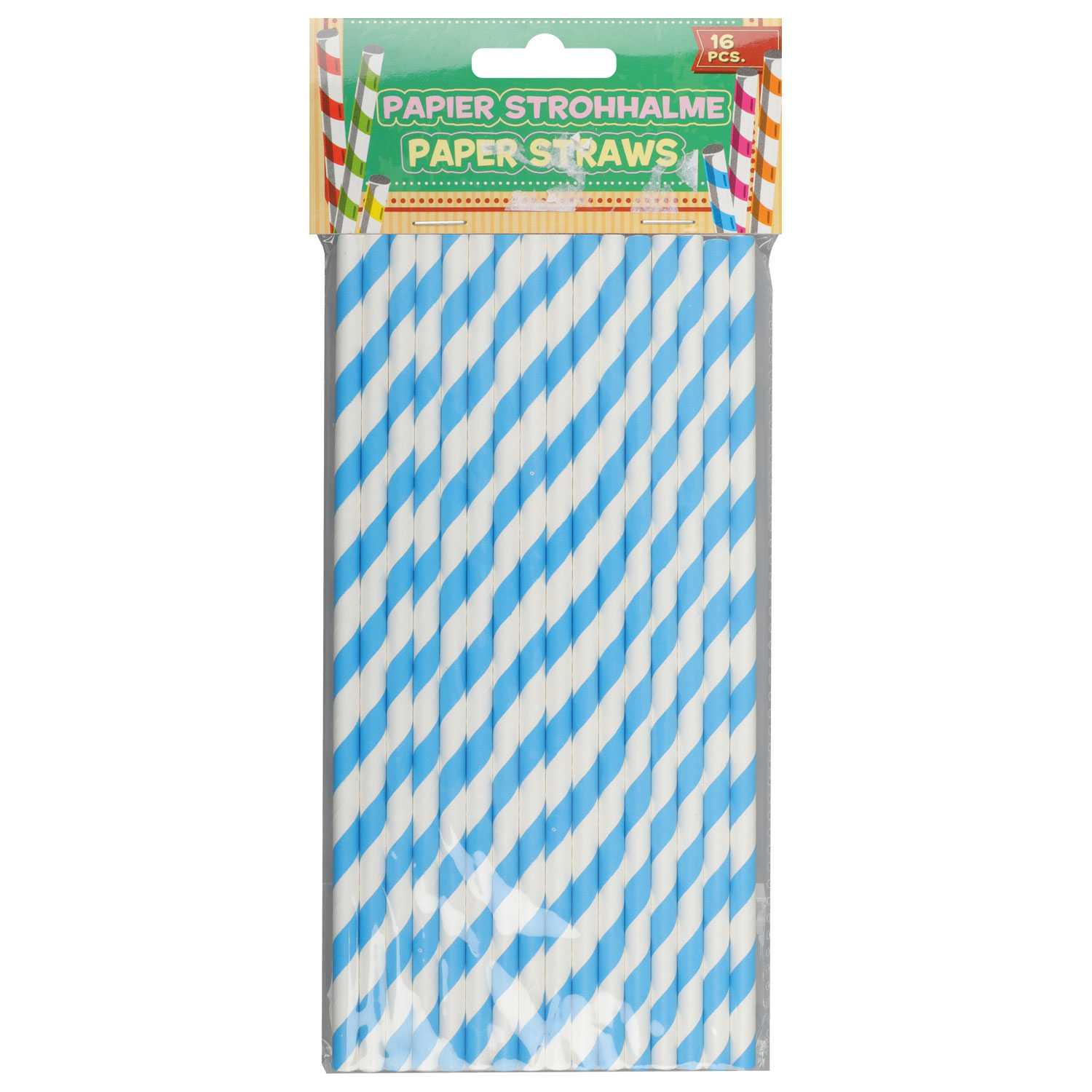 Trinkhalme Papier gestreift 16er 6fach