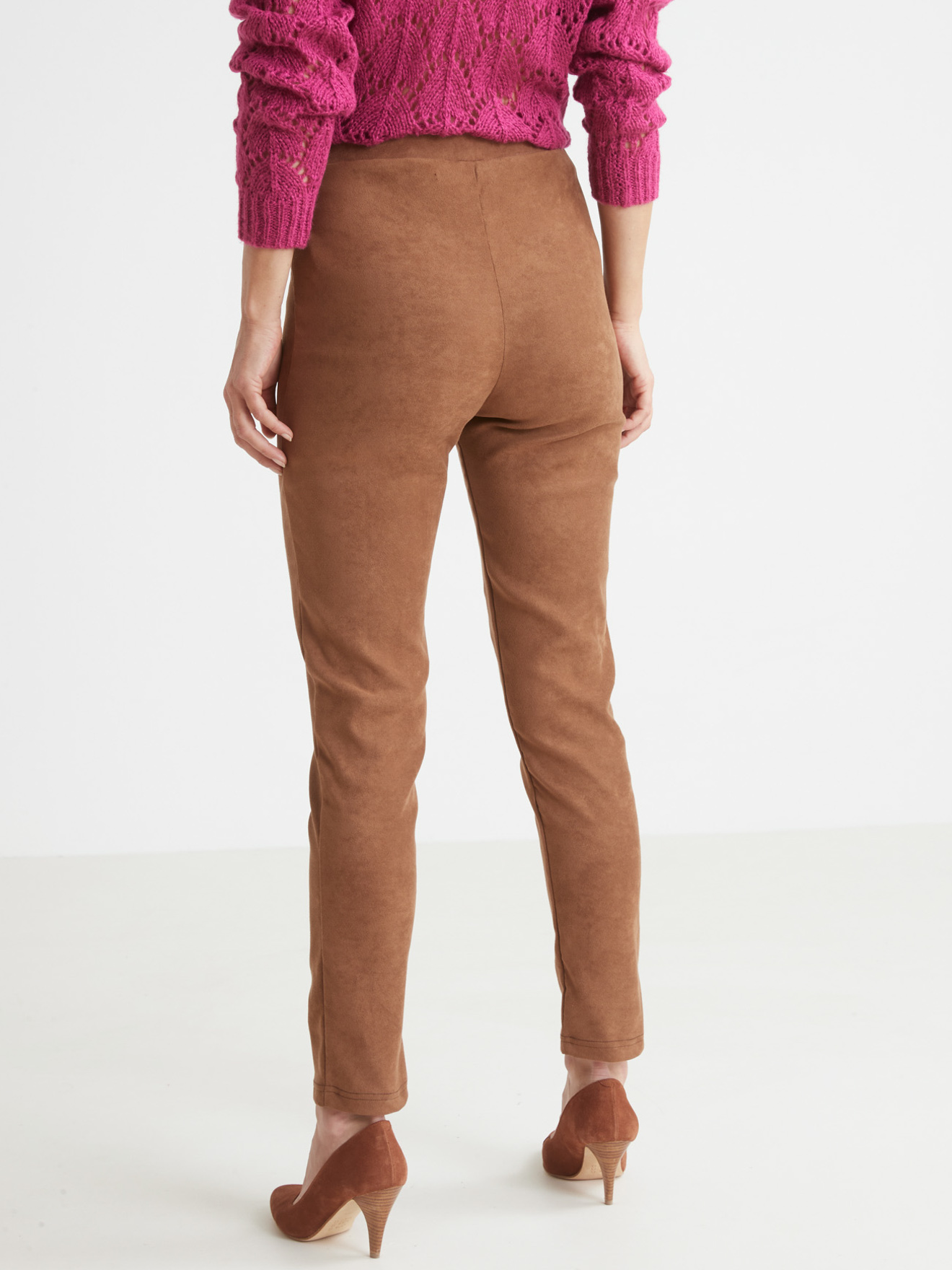 Legging maille effet suédine élastiqué