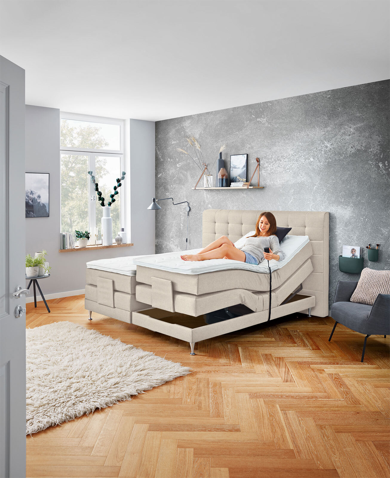 Ole Gunderson Boxspringbett FENTISSIMO TOPMOTION I EL 180 x 200 cm Inari beige