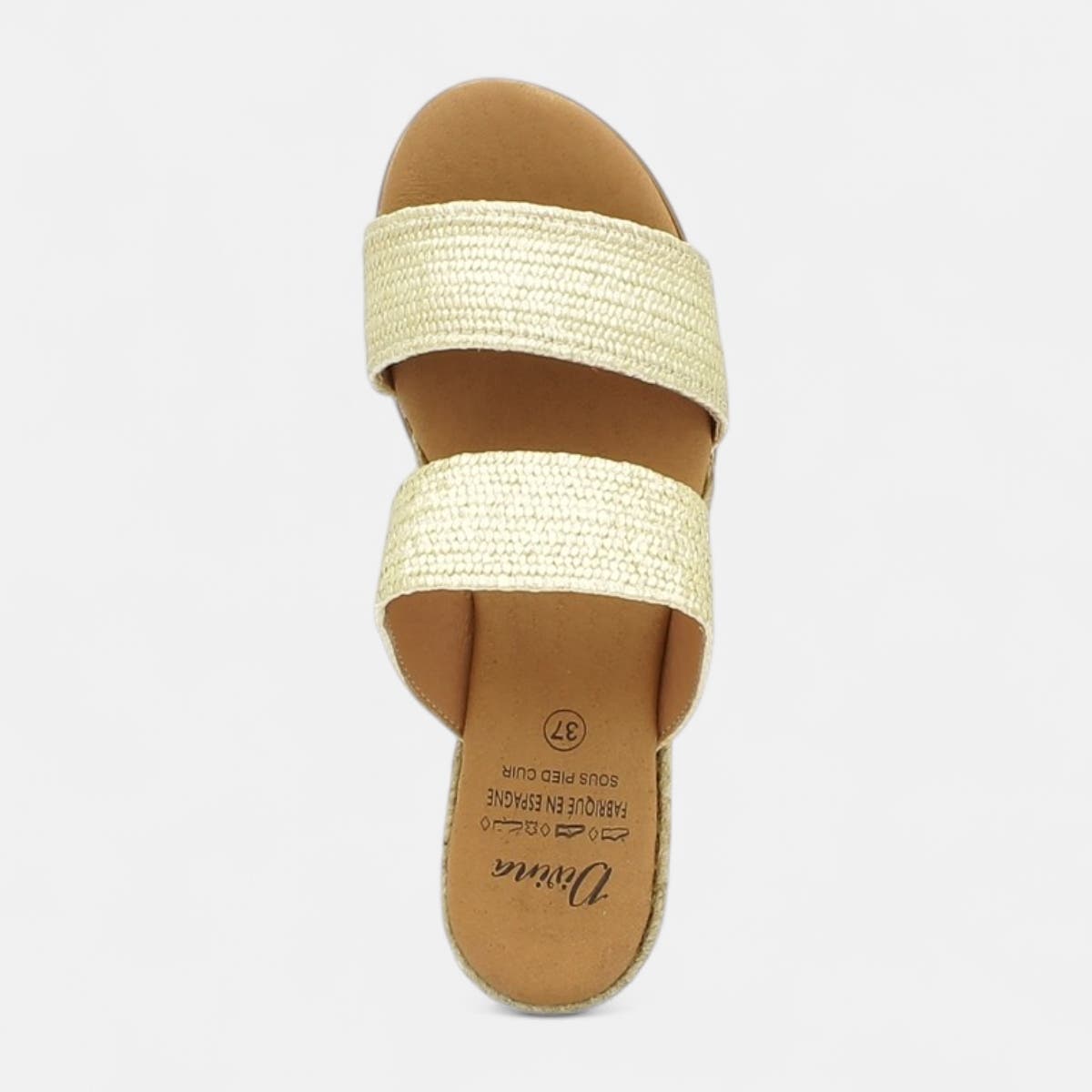 Mules à talon compensé Femme or