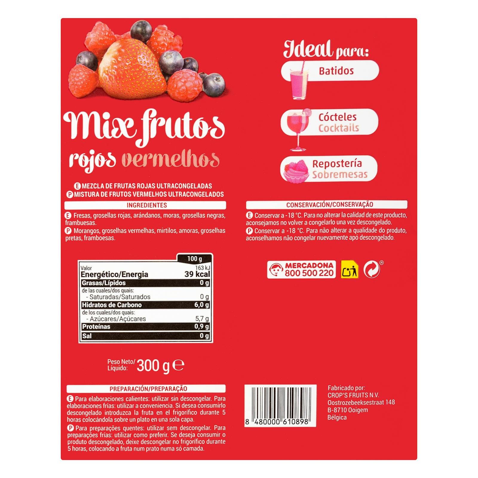 Mélange de fruits rouges surgelés Hacendado