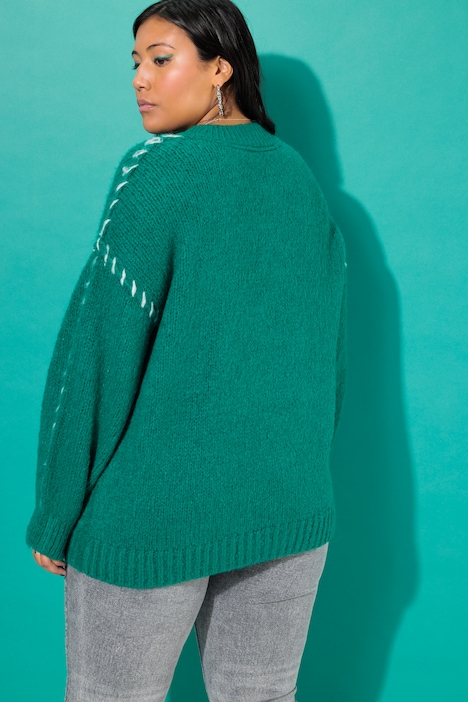 Pullover, oversized, Colornähte, Langarm