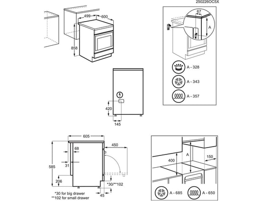 ELECTROLUX - Cuisiniere vitroceramique LKR524288W